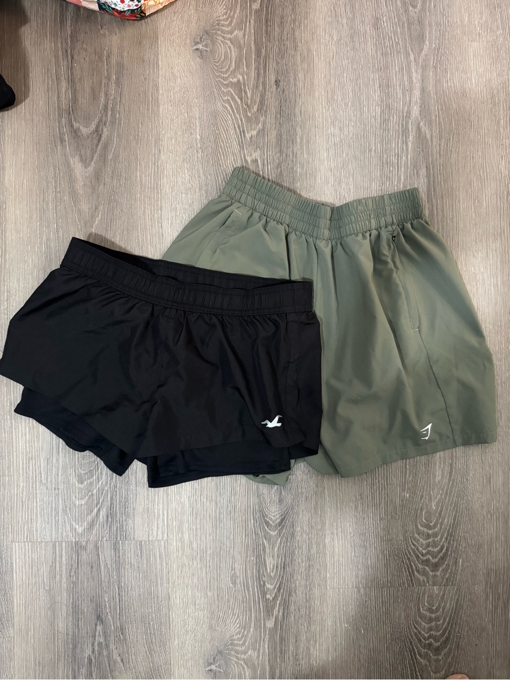 Gym Shark Womens Olive& Black Holister Shorts - Dual-Layer Running Shorts